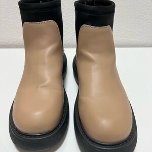 Women's Tan and Black Ankle Boots